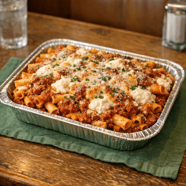 Baked Ziti with Ricotta and Meat Sauce