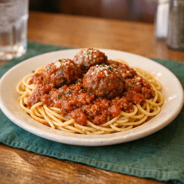 Spaghetti with Meatballs and Meat Sauce